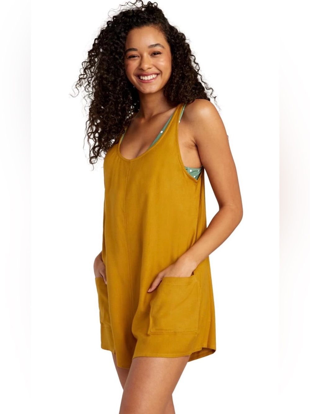 RVCA Women’s Mustard Marina Romper with Pockets